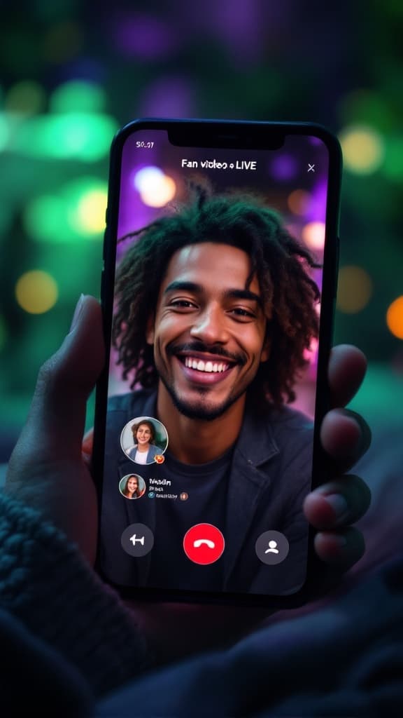 A person on a private video call with their favorite celebrity
