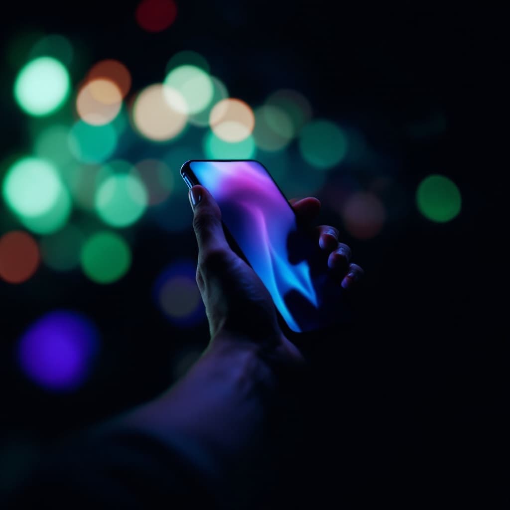 Gros plan premium d'une main tenant un smartphone Plyz